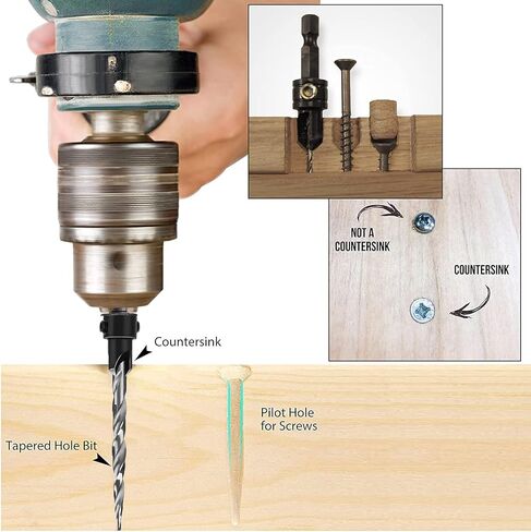 مجموعة رؤوس مثقاب خشبية من OKDIAMOND - رؤوس مثقاب مدببة مع مثقاب سداسي عشري سريع التغيير مقاس 1/4 بوصة للأعمال الخشبية 5 قطع (#4، 6، 8، 10، 12) (5 قطع) in Kuwait