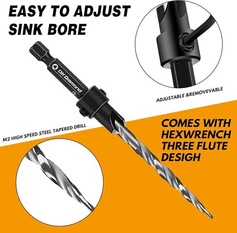 مجموعة رؤوس مثقاب خشبية من OKDIAMOND - رؤوس مثقاب مدببة مع مثقاب سداسي عشري سريع التغيير مقاس 1/4 بوصة للأعمال الخشبية 5 قطع (#4، 6، 8، 10، 12) (5 قطع) in Kuwait