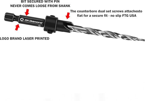 مجموعة رؤوس مثقاب خشبية من OKDIAMOND - رؤوس مثقاب مدببة مع مثقاب سداسي عشري سريع التغيير مقاس 1/4 بوصة للأعمال الخشبية 5 قطع (#4، 6، 8، 10، 12) (5 قطع) in Kuwait