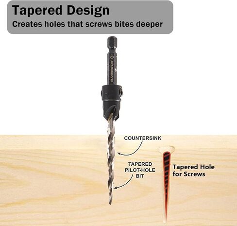 مجموعة رؤوس مثقاب خشبية من OKDIAMOND - رؤوس مثقاب مدببة مع مثقاب سداسي عشري سريع التغيير مقاس 1/4 بوصة للأعمال الخشبية 5 قطع (#4، 6، 8، 10، 12) (5 قطع) in Kuwait