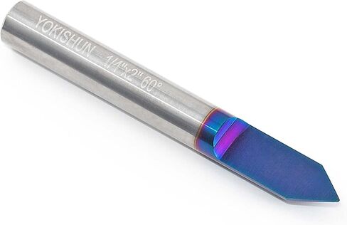 YOKISHUN 60 Degree 1/4 inch Shank V Bits 0.005 Tip with Nano Blue Coat Solid Carbide V-Bit for Signmaking Carving Engraving in Kuwait