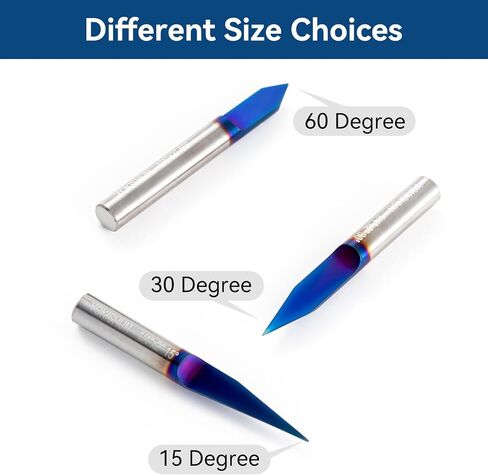 YOKISHUN 60 Degree 1/4 inch Shank V Bits 0.005 Tip with Nano Blue Coat Solid Carbide V-Bit for Signmaking Carving Engraving in Kuwait