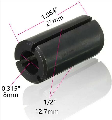 Steel Router Collet Reducer Sleeve 1/2 Overall Dia x 5/16 Inner 12.7mm to 8mm for Makita Dewalt hitachi in Saudi Arabia