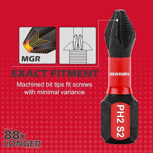 Geinxurn Impact Tough #2 Phillips 6 بوصة. لقم سائق إدراج رأس مضادة للانزلاق، 5 عبوات 1/4 بوصة سداسية ساق طويلة متقاطعة مغناطيسية PH2 مجموعة لقم مفك براغي in Kuwait