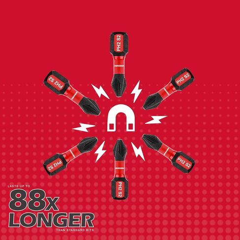 Geinxurn Impact Tough #2 Phillips 6 بوصة. لقم سائق إدراج رأس مضادة للانزلاق، 5 عبوات 1/4 بوصة سداسية ساق طويلة متقاطعة مغناطيسية PH2 مجموعة لقم مفك براغي in Kuwait