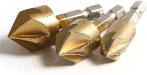 Hex Shank 5 Flutes Titanium Countersinks Drill Bit Set for Wood Metal, Set of 3,12mm 16mm 19mm, in Saudi Arabia