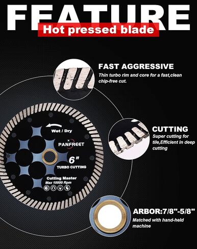5Pcs PANFEEET Granite Turbo Blade 6 ",Diamond Saw Blade for Granite in Saudi Arabia