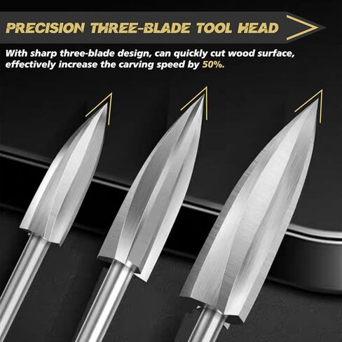 Wood Carving Tools Drill Bits Set, 5 PCS HSS Engraving Drill Accessories Bit Wood Crafts Grinding Woodworking Tool 1/8"Shank for DIY Carving Drilling, Grooving, Rotary Tools in Kuwait