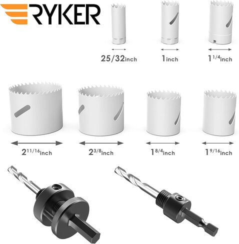 مجموعة منشار ثقب رايكر مع العرقوب وأذرع حفر بديلة، هيكل فولاذي شديد التحمل للخشب الممل، والألومنيوم، والمعدن، أو PVC، السباكة والنجارة DIY (مجموعة منشار معدنية - معدن) in Kuwait