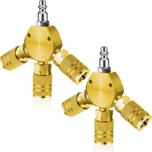 2 Pcs Air Hose Connectors 3 Way Air Hose Fittings 1/4 in NPT Compressor Fittings High Pressure Resistance Manifold Swivel 360 Degrees Connectors Compressor Accessories (Blue) in Saudi Arabia