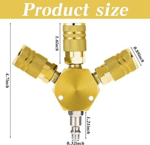 2 Pcs Air Hose Connectors 3 Way Air Hose Fittings 1/4 in NPT Compressor Fittings High Pressure Resistance Manifold Swivel 360 Degrees Connectors Compressor Accessories (Blue) in Saudi Arabia
