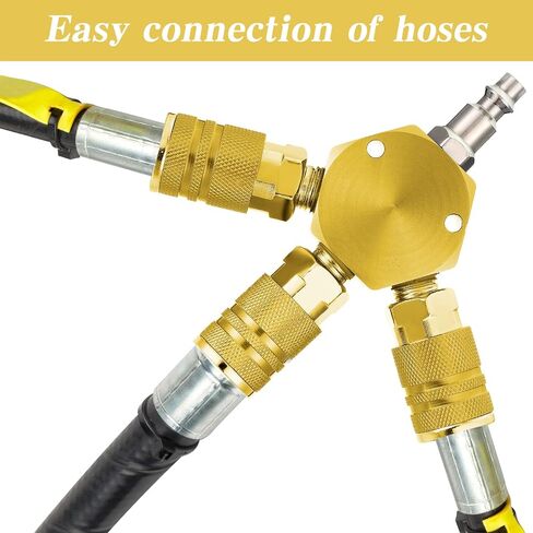 2 Pcs Air Hose Connectors 3 Way Air Hose Fittings 1/4 in NPT Compressor Fittings High Pressure Resistance Manifold Swivel 360 Degrees Connectors Compressor Accessories (Blue) in Saudi Arabia