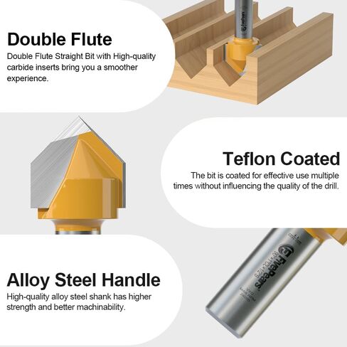 FivePears V Groove Router Bit 90 Degree 1/2 inch Shank, 1 inch Cutting Diameters, Carbide CNC Engraving V Router Bit for Signmaking, Lettering, Woodworking Door Carving in Saudi Arabia