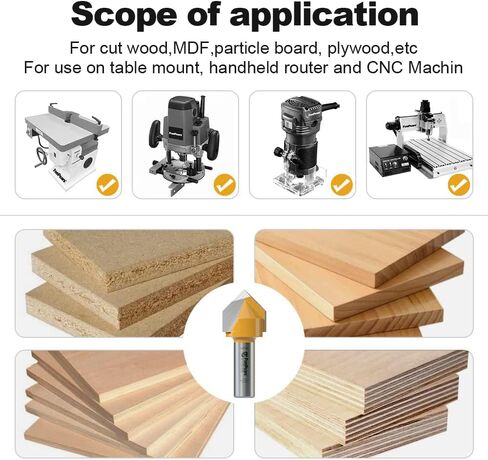 FivePears V Groove Router Bit 90 Degree 1/2 inch Shank, 1 inch Cutting Diameters, Carbide CNC Engraving V Router Bit for Signmaking, Lettering, Woodworking Door Carving in Saudi Arabia