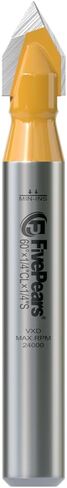 FivePears V Groove Router Bit 90 درجة 1/2 بوصة عرقوب، 1 بوصة أقطار القطع، كربيد CNC النقش V راوتر بت لصناعة اللافتات، الحروف، نحت باب النجارة in Saudi Arabia