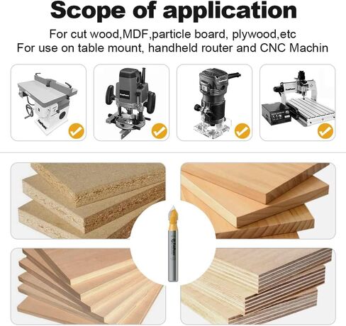 FivePears V Groove Router Bit 90 درجة 1/2 بوصة عرقوب، 1 بوصة أقطار القطع، كربيد CNC النقش V راوتر بت لصناعة اللافتات، الحروف، نحت باب النجارة in Saudi Arabia