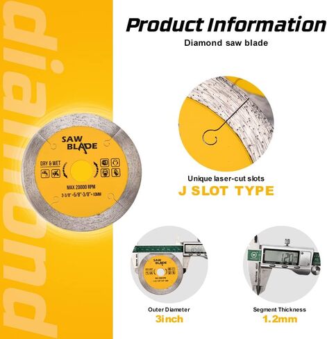 Panfreet 2Pcs/Lot 3-3/8" Super Thin J Slot Diamond Porcelain Tile Cutting Blade in Saudi Arabia