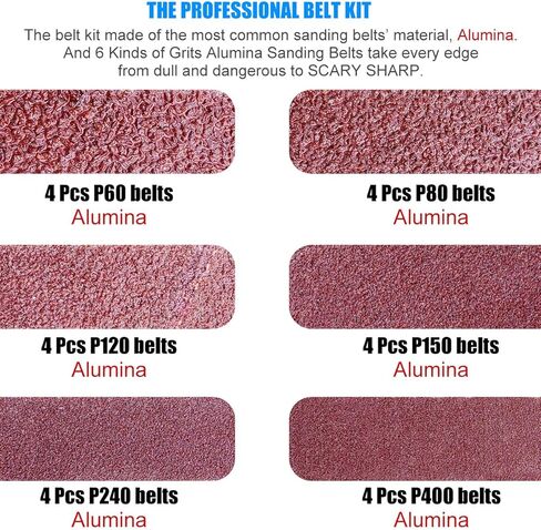 24 قطعة من Tockrop 1/2 × 18 بوصة أحزمة السنفرة أكسيد الألومنيوم سكين & أداة مبراة أحزمة السنفرة متنوعة الحصى للأحزمة الكاشطة لحزام الهواء - 4 كل من P60 P80 P120 P150 P240 P400 in Kuwait
