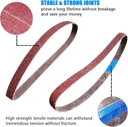 24 قطعة من Tockrop 1/2 × 18 بوصة أحزمة السنفرة أكسيد الألومنيوم سكين & أداة مبراة أحزمة السنفرة متنوعة الحصى للأحزمة الكاشطة لحزام الهواء - 4 كل من P60 P80 P120 P150 P240 P400 in Kuwait
