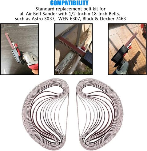 24 قطعة من Tockrop 1/2 × 18 بوصة أحزمة السنفرة أكسيد الألومنيوم سكين & أداة مبراة أحزمة السنفرة متنوعة الحصى للأحزمة الكاشطة لحزام الهواء - 4 كل من P60 P80 P120 P150 P240 P400 in Kuwait