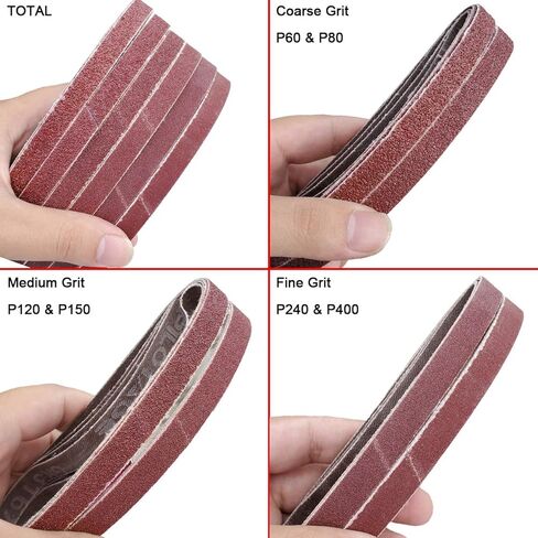 24 قطعة من Tockrop 1/2 × 18 بوصة أحزمة السنفرة أكسيد الألومنيوم سكين & أداة مبراة أحزمة السنفرة متنوعة الحصى للأحزمة الكاشطة لحزام الهواء - 4 كل من P60 P80 P120 P150 P240 P400 in Kuwait