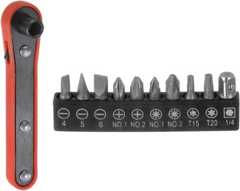 HARFINGTON 11 in 1 Screwdriver Bit Set 1/4" Hex Shank Torx Slotted Phillips Pozi Bit Set with 6 Point Mini Ratchet Wrench in Saudi Arabia