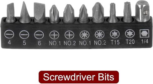 HARFINGTON 11 in 1 Screwdriver Bit Set 1/4" Hex Shank Torx Slotted Phillips Pozi Bit Set with 6 Point Mini Ratchet Wrench in Saudi Arabia