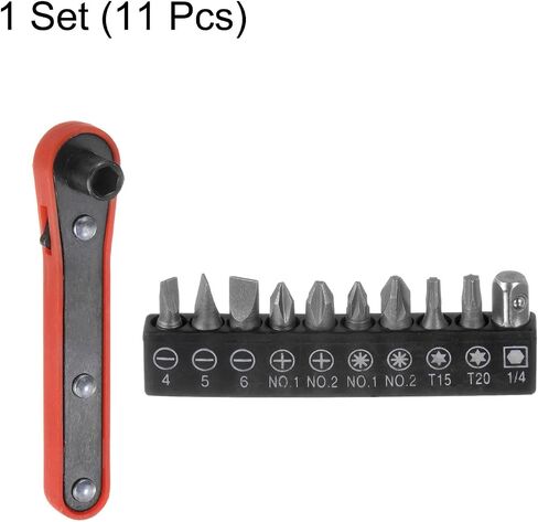 HARFINGTON 11 in 1 Screwdriver Bit Set 1/4" Hex Shank Torx Slotted Phillips Pozi Bit Set with 6 Point Mini Ratchet Wrench in Saudi Arabia