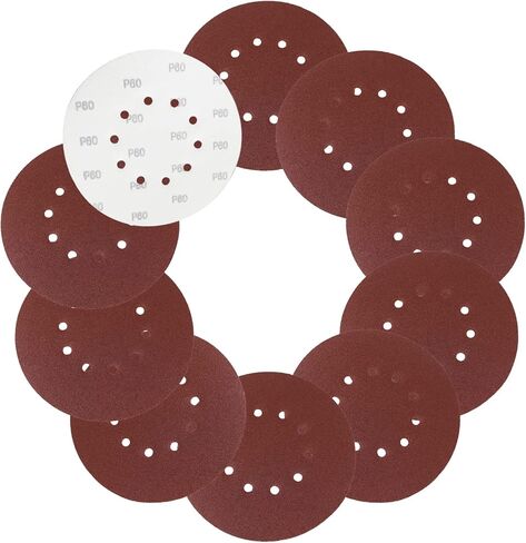 10 قطع أقراص صنفرة مقاس 9 بوصة/225 مم، 80 حبيبة 10 فتحات بخطاف وحلقة أقراص صنفرة لصنفرة الحوائط الجافة in Kuwait