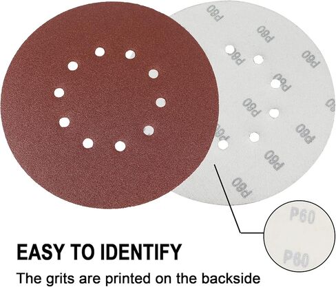 10 قطع أقراص صنفرة مقاس 9 بوصة/225 مم، 80 حبيبة 10 فتحات بخطاف وحلقة أقراص صنفرة لصنفرة الحوائط الجافة in Kuwait