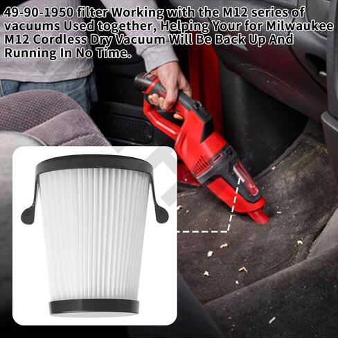 قطعتان من مرشحات HEPA الجافة 49-90-1950 لاستبدال مكنسة ميلووكي M12 0850-20 المدمجة in Kuwait