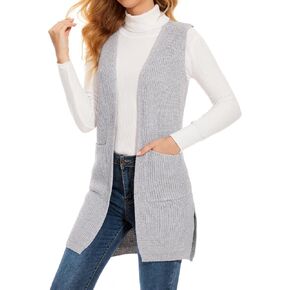 Biffxeu Sweater Vest for Women Thick Sleeveless Cardigans Form Fitting Cardigan Vests for Fall Winter