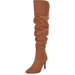 Coutgo Womens Over The Knee Boots Thigh High Pointed Toe Slouchy Stiletto High Heel Long Sexy Dress Fall Shoes