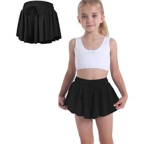 Flowy Shorts for Teen Girls with Spandex Liner 2-in-1 Youth Butterfly Skirts Tennis Running Fitness Sports Dance Skort