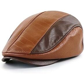 Mens Ivy Cap PU Leather Newsboy Hat Adjustable Beret Caps Classic Golf Flat Cap Gatsby Driving Fishing Hat in Saudi Arabia