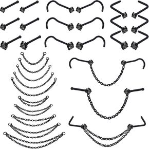 Nose Piercing Chain Across Nose Nostril Jewelry with Cubic Zirconia Nose Ring for Women Men Stainless Steel High Nostril Bridge Nose Cartilage Chain in Saudi Arabia