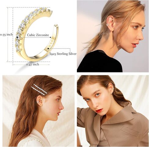 Milacolato 925 فضة تشيكوسلوفاكيا تمهيد الأذن الأصفاد أقراط صغيرة للنساء زركون Huggie غير ثقب الأقراط in Kuwait