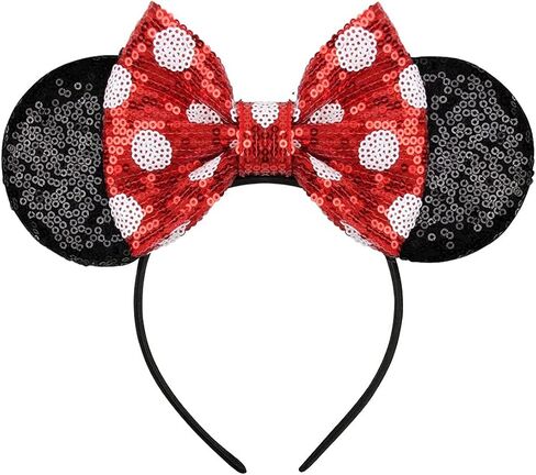 عصابات رأس YUNISS Minnie Mickey Ears، آذان ماوس الهالوين بالترتر للنساء والفتيات وإكسسوارات فستان الأميرة وديكورات الحفلات (TG-HSYL) in Kuwait