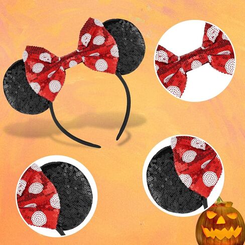 عصابات رأس YUNISS Minnie Mickey Ears، آذان ماوس الهالوين بالترتر للنساء والفتيات وإكسسوارات فستان الأميرة وديكورات الحفلات (TG-HSYL) in Kuwait