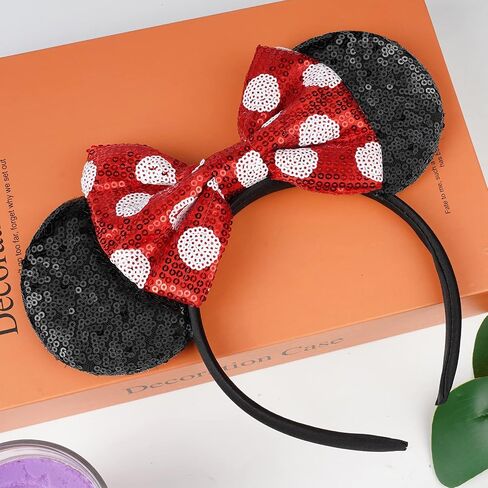 عصابات رأس YUNISS Minnie Mickey Ears، آذان ماوس الهالوين بالترتر للنساء والفتيات وإكسسوارات فستان الأميرة وديكورات الحفلات (TG-HSYL) in Kuwait
