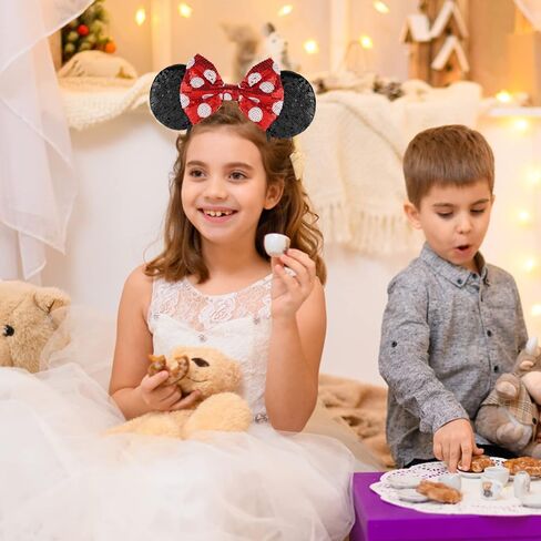 عصابات رأس YUNISS Minnie Mickey Ears، آذان ماوس الهالوين بالترتر للنساء والفتيات وإكسسوارات فستان الأميرة وديكورات الحفلات (TG-HSYL) in Kuwait
