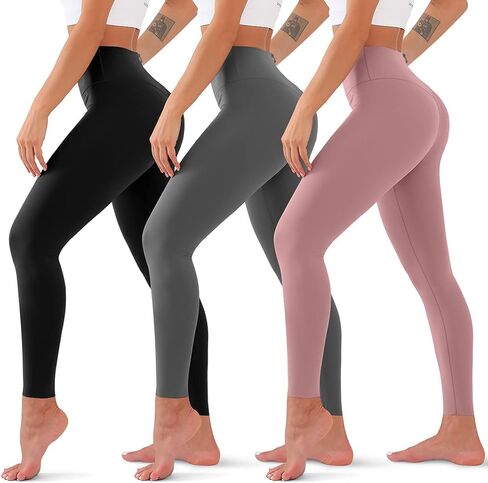 3 Pack High Waisted Leggings for Women No See Through Yoga Pants Tummy Control Leggings for Workout Running Buttery Soft in Saudi Arabia