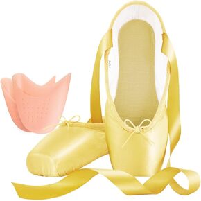 CABPLROI Women's Ballerina Shoes Professional Ballet Dance Satin Pointe Shoes for Girls with Bag and Toe Pads