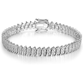 MDFUN White Gold Gold Plated Tennis Italian Link Curb Chain Bracelet Classic Bracelets for Men Women Size 6.5-8 inches