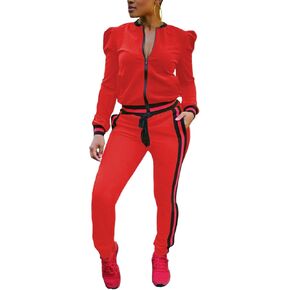 Akmipoem Women's 2 Pieces Outfits Long Sleeve Zipper Jacket and Pants Set Tracksuits