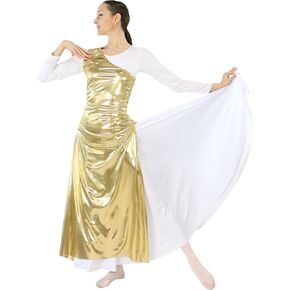 سترة الرقص النسائية المعدنية من Danzcue مع فتحات جانبية (الفستان الأبيض غير متضمن) in Kuwait