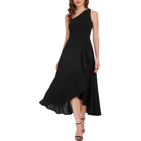 Dressystar فستان نسائي صيفي 2023 لحفلات الزفاف والكوكتيل بكتف واحد للحفلات الراقصة بدون أكمام وفتحة مفتوحة للحفلات الرسمية in Kuwait