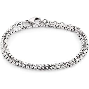 سوار سلسلة الكفة مصنوع يدويًا للرجال مصنوع من الفولاذ المقاوم للصدأ من مجوهرات جاليس - سوار فضي للرجال - سوار الكفة للرجال - مجوهرات للرجال - يناسب مقاسات المعصم من 7 إلى 7.75 بوصة in Kuwait