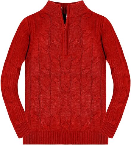 Boys 1/4 Zip Pullover Sweater Long Sleeve Solid Cable Knit Top Fall Winter Jumper 4-14Y in Saudi Arabia