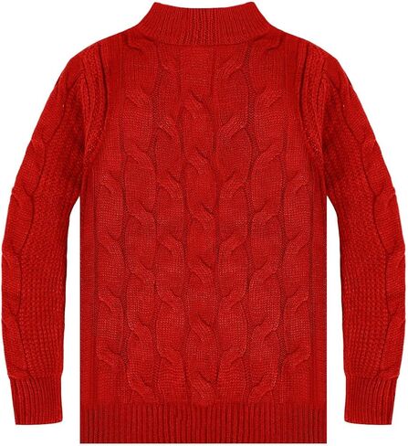 Boys 1/4 Zip Pullover Sweater Long Sleeve Solid Cable Knit Top Fall Winter Jumper 4-14Y in Saudi Arabia